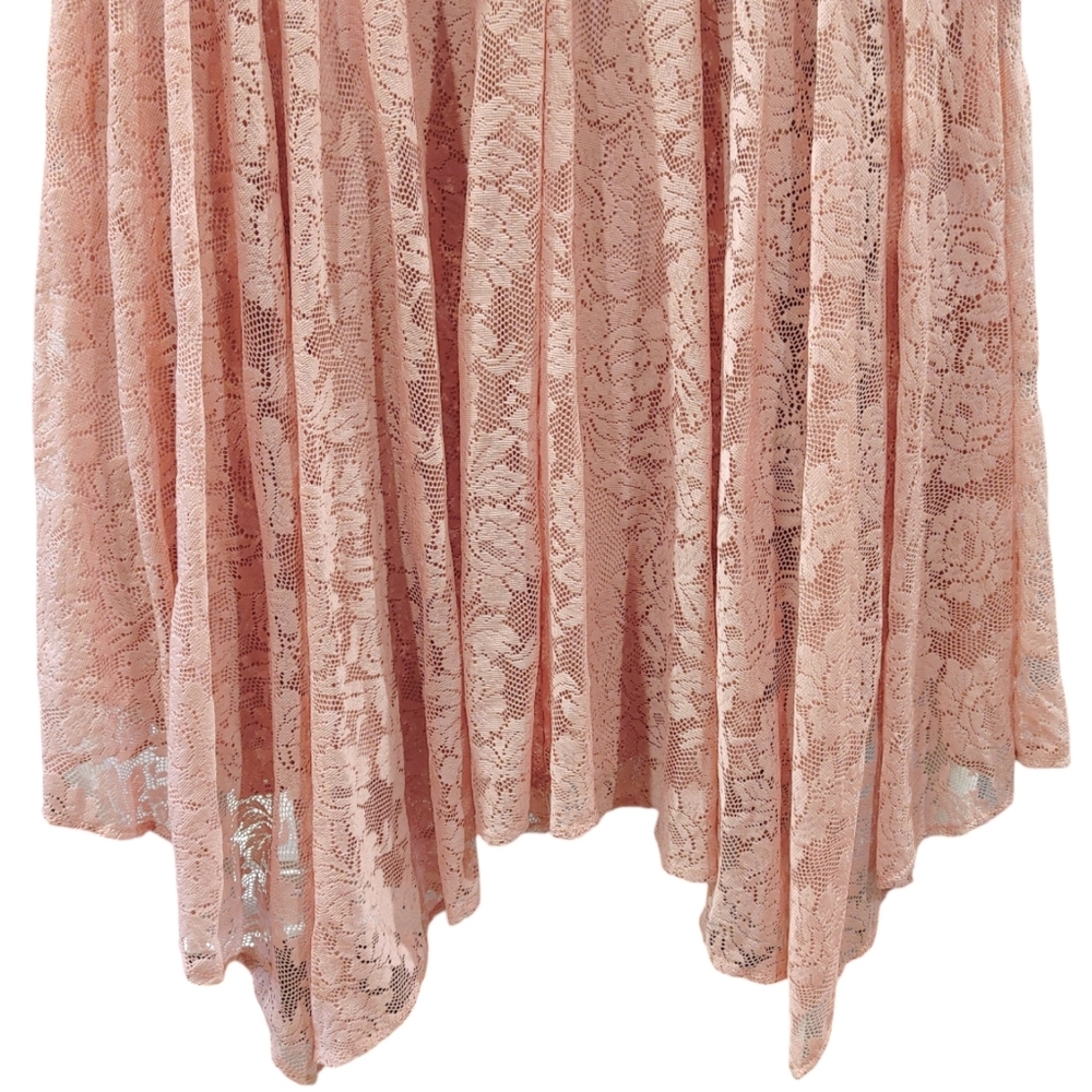 Torrid Midi Lace Blush Pink Handkerchief Fit-and-Flare Midi Dress Womens Size 1X - Picture 8 of 12